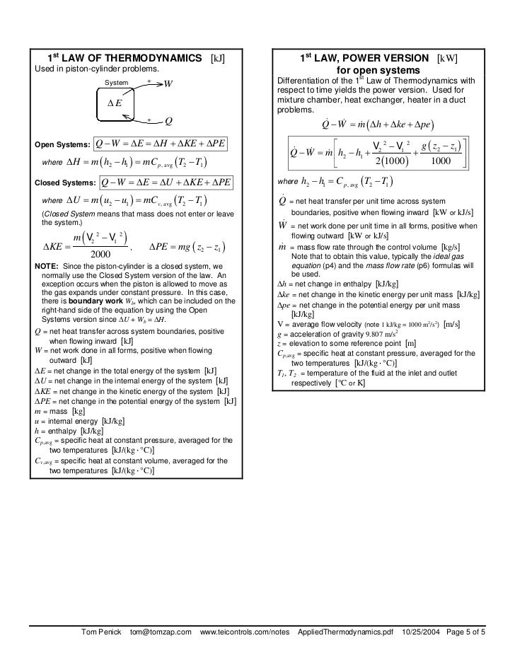 Applied Thermodynamics Notes Pdf